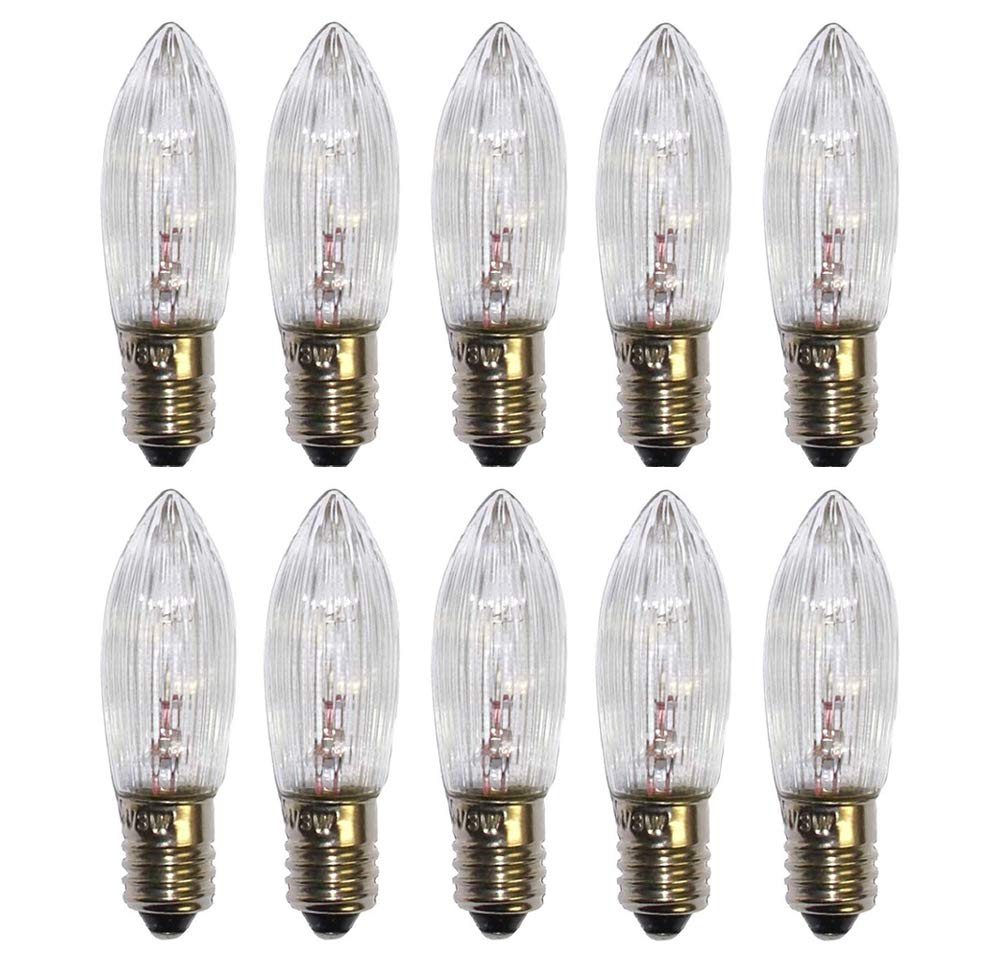 ShuoHui Tapered Candles E10 8 V 3 W Replacement Bulb Light Bulbs Top Candle for Electric Arc and Arc Warm White (10)