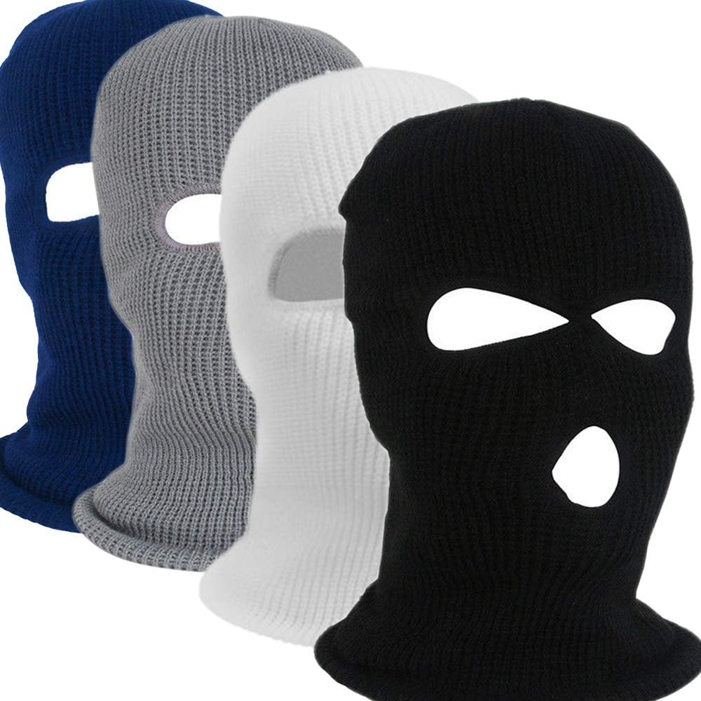 Idlespace New 3 Hole Helmet Warm Soft Motorcycle Helmet Winter Knit Hat Ski Mask Army Tactical Mask Full Face Cap(Rose red): Home & Kitchen
