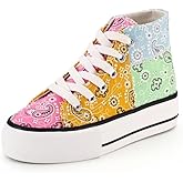JUDIS Girls’ Platform Canvas Shoes Lace-up Fashion Sneakers Low Top and High Top Casual Shoes for Girls