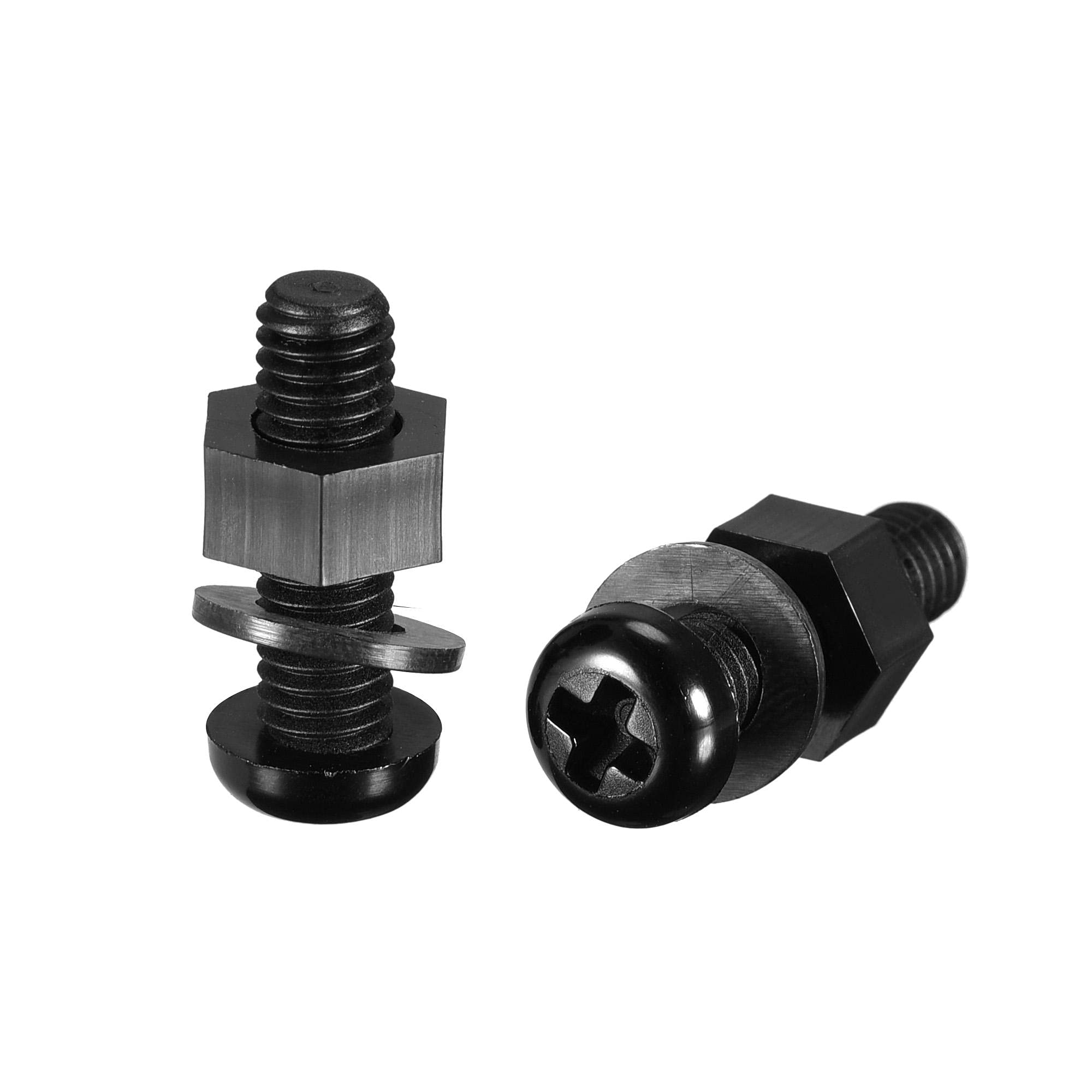sourcing map Nylon Screw Nut Washer Assortment Kit, M6x20mm Round Head Machine Screw Bolt Nuts Flat Washers Black 20 Set