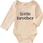 SOFEON Little Brother Onesie Bodysuit Baby Boy Long Sleeve Romper Newborn Little Bro Bodysuit Infant Sibling Outfits 0-18M