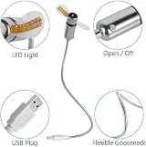 Huiheng Mini LED Clock Fan USB Powered Flexible Gooseneck Silent Personal Desk view 4