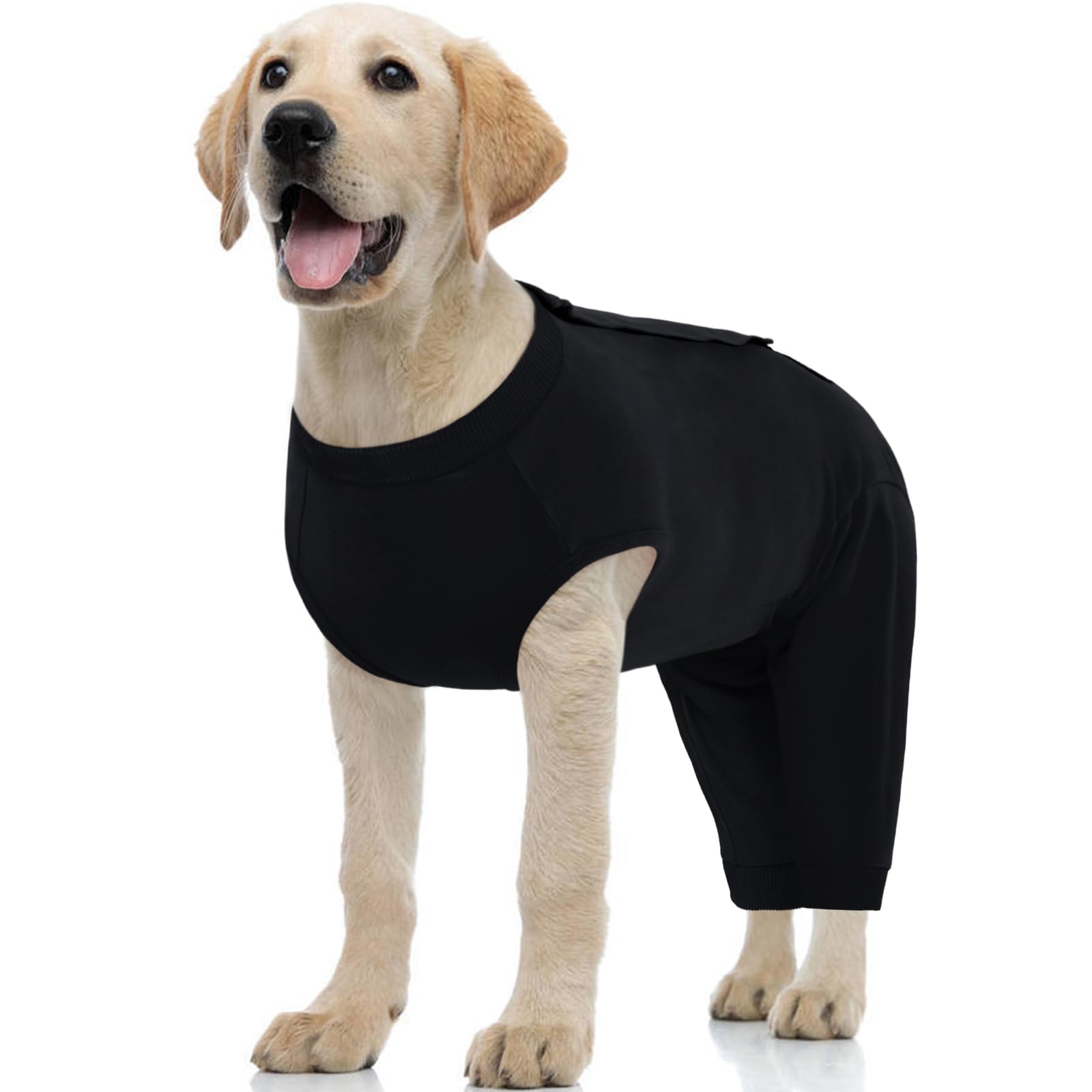Photo 1 of Kuoser Dog Surgery Suit Female Spay Male Neuter, Dog Leg Sleeve to Stop Licking Soft Dog Onesie for Abdominal Wound, Dog Recovery Suit Rear Leg Sleeves Pet Elbow Brace Protector, Black M