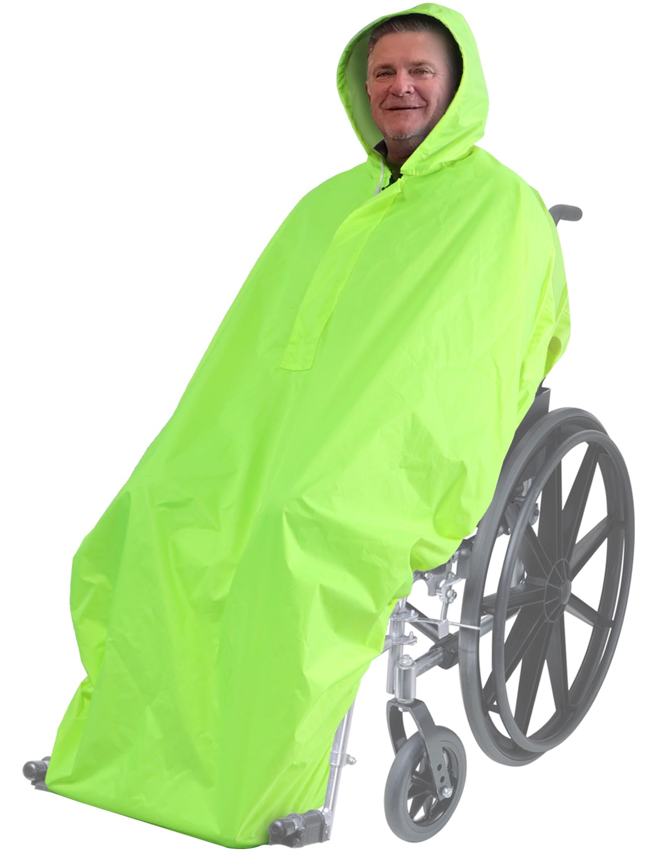 ANYOO Waterproof Wheelchair Poncho Cover Lightweight Rain Poncho Cape Shield with Elastics Provide Dry Protection for Wheelchairs, Green Yellow, One Size