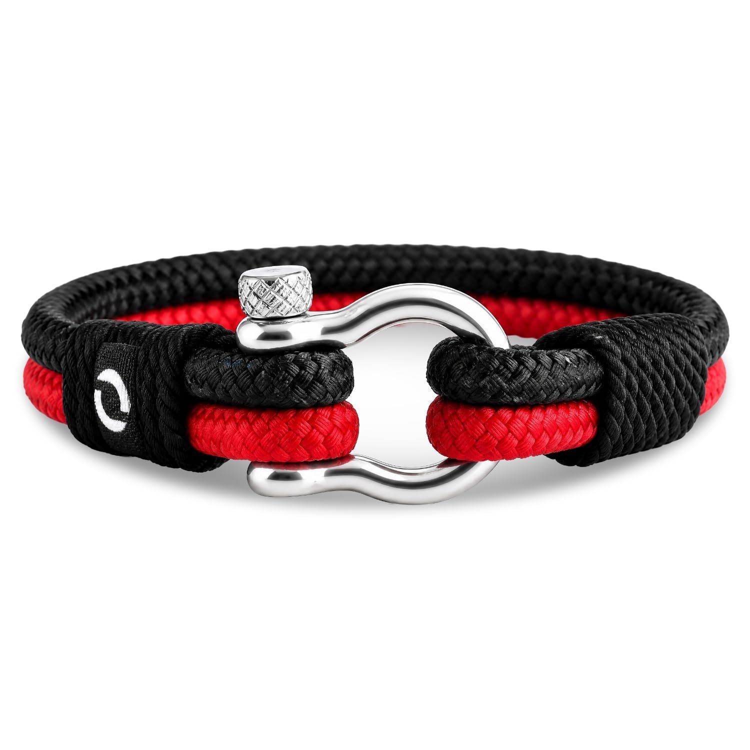 Pulsera de cuerda para hombre – Grillete plateado de acero inoxidable, Paracord impermeable extremadamente duradero y resistente a los arañazos, hecho a mano, pulsera náutica para hombres de 2 a 8,5