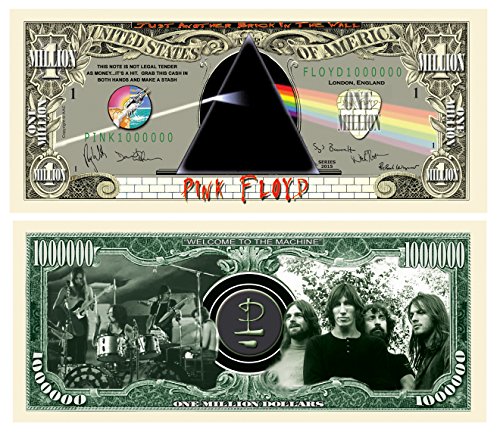 American Art Classics Set of 5 - Pink Floyd Million Dollar Collectible Bill - Limited Edition Collectible Novelty Million Dollar Bill - Great Gift for Floyd Fans