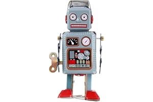 Tin Toy Robot Clockwork Wind Up Robot Funny Vintage Mechanical Toys with Key Blue, Wind Up Robot, Mechanical Robot Toy, Tin T