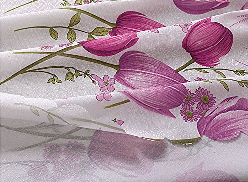 image for Promisen Tulip Flower Tulle Drape Fabric Valance Curtains,Calico Curta