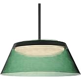 ET2 Lighting E22088-04BK Jensen - 28W 1 LED Pendant-7.5 Inch Tall and 18 Inch Wide, Finish Color: Black, Glass Color: Green