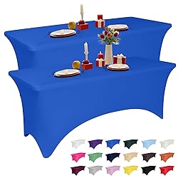 2 Pack 4 Feet Royal Blue Spandex Tablecloth for