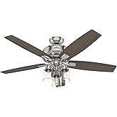 Hunter 52 inch Indoor Ceiling Fan with LED Lights and Remote Control - Standard Mount Ceiling Fan, 5 Blades, For Bedroom, Liv