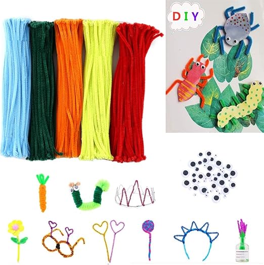 Creativity Craft Chenille Pipe Cleaners 700 Pcs 5 Colors