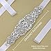QueenDream Crystal Wedding Belt White Satin Bridal Sash Wedding Belt for Bride and Bridesmaid