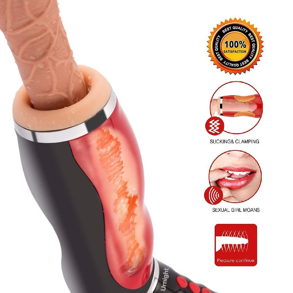 Urnight Masturbatoren Saugen Maschine Masturbation Cup mit Blowjob Stimme und 10 Frequenz 5 Geschwindigkeit Sexspielzeug Gay männer, Schwarz