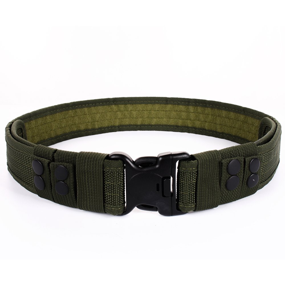 LUUFAN Military Tactical Belt Security Gear Adjustable Heavy Duty Belt with Quick Release Buckle for Outdoor Activity (Army Green)