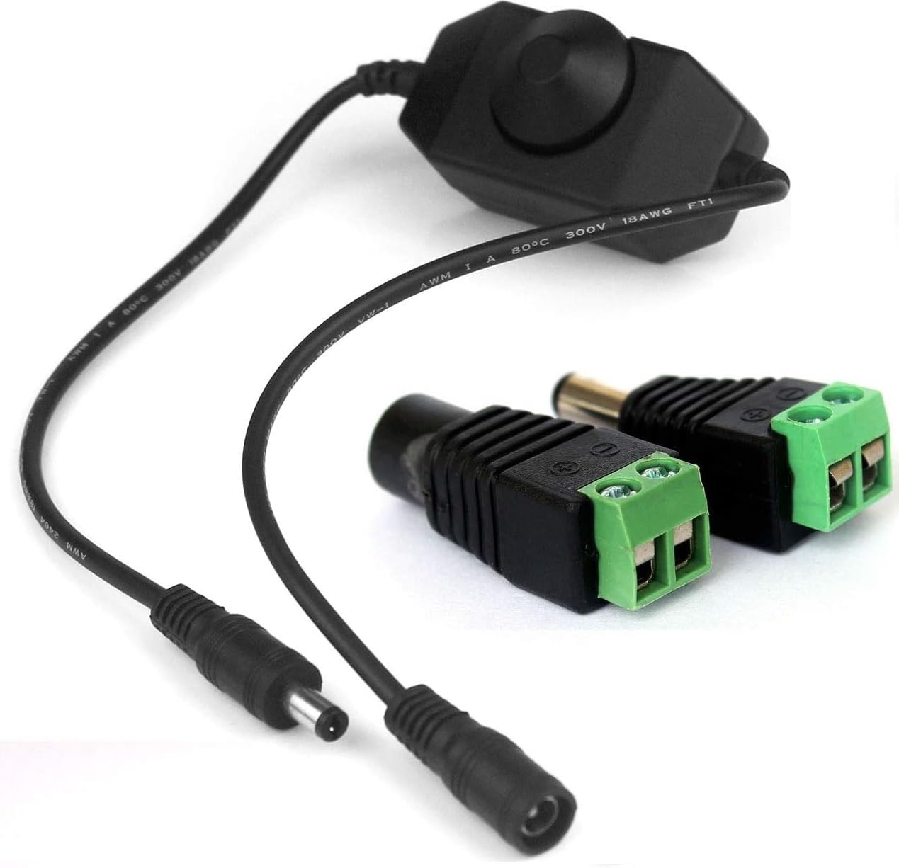 Taikuwu Dimmable LED Controller 12V 6A Dimmer Adjustable Controller for Single Color 3528 5050 LED Strip Light with DC Adapter Jack, Black