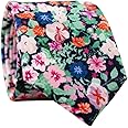 DAZI Men's Skinny Tie Floral Print Cotton Necktie, Great for Weddings, Groom, Groomsmen, Missions, Dances, Gifts.