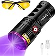 ALONEFIRE H42UV 36W 365nm UV Flashlight USB Rechargeable Ultraviolet Blacklight Torch Pet Urine Detector for Resin Curing, Fishing, Scorpion with UV Protective Glasses, 4PCS Battery Included