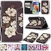 Galaxy S5 Case,Firefish [Kickstand] [Card/Cash Slots] Durable Leather Full Body Protection Wallet Case with Magnetic Closure Wrist Strap for Samsung Galaxy S5-Begonia Flower
