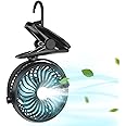 SkyGenius Clip On Camping Fan with LED Lights, 2600 mAh Rechargeable Battery/USB Operated Mini Fan with Hook Portable for Stroller Home Ofiice Outdoors Travel Camping Hiking