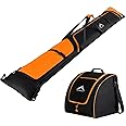 GoHimal Ski Bag and Boot Bag Combo, Padded Skis Bag for Air Travel, Safety Reinforce Ski Carrier Bag Fits for Skis Up to 200 CM and Boots Up To Size US13, Water- resistant Ski Travel Bag