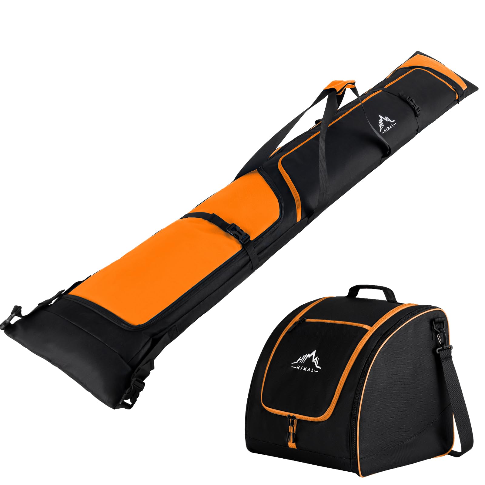 Photo 1 of GoHimal Ski Bag and Boot Bag Combo, Padded Skis Bag for Air Travel, Safety Reinforce Ski Carrier Bag Fits for Skis Up to 200 CM and Boots Up To Size US13, Water- resistant Ski Travel Bag
