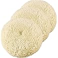 Inzoey Wool Buffing Pad,3 Pack 7" Car Polishing Pad with Hook and Loop for Cleaning & Cutting,Polishing,100% Wool Sheepskin M