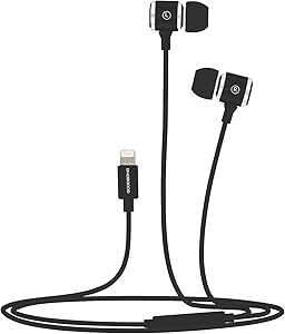 GOODBONGin-Ear Headphones Compatible with iPhone 11 Pro iPhone X/XS Max/XR iPhone 8/8 Plus iPhone 7/7 Plus, MFi Certified Earbuds with Microphone Controller Wired Earphones(Metal Black)