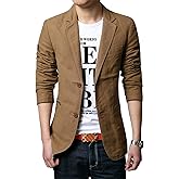 chouyatou Men's Slim 2-Button Single Breasted Cotton Lightweight Blazer Jacket Sport Coat