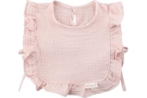 Ali+Oli Snap Baby Bib (Color, Ruffle Edge) - 2-Layer Muslin Bibs, Cloth Bibs, Baby Girl Newborn Essentials for 0-24 Months