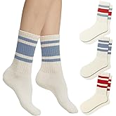 Fszsaa Fun Novelty Retro Striped Crew Socks For Women Sporty Calf Casual Cotton Tube Socks Women