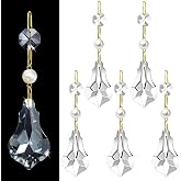 2" Pendant-6Pcs Chandelier K9 Crystal Decorative Hanging Ornaments | Clear glass prism pendant with pearl and hook, for Garden Suncatcher，slighting repair, chandelier，sunshades, and home d&eacute;cor