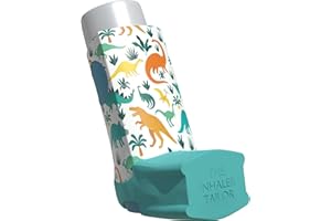 The Inhaler Tailor Inhaler Holder - for Ventolin & Shorter Style Inhaler - Vegan Leather - Adults & Kids Asthma Inhaler Case with Eyelet for Keychain/Lanyard - Handmade (Shorter, Dinosaurs)