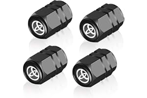 Goshinety Tire Valve Stem Cap Cover fit for Toyota Avalon Camry Prius Avalon RAV4 Highlander Belt O-Ring Seal Corrosion Resistant tire Valve caps 4 Pc Black