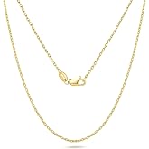 WONRUN 14K Gold Necklaces for Women Men 1.1/1.2/1.3mm Cable Chain Necklace | 14K Gold Necklaces for Women Trendy Cable Chain Necklace Clean and Masculine Look Necklace Chains for Women Men 14-26 in
