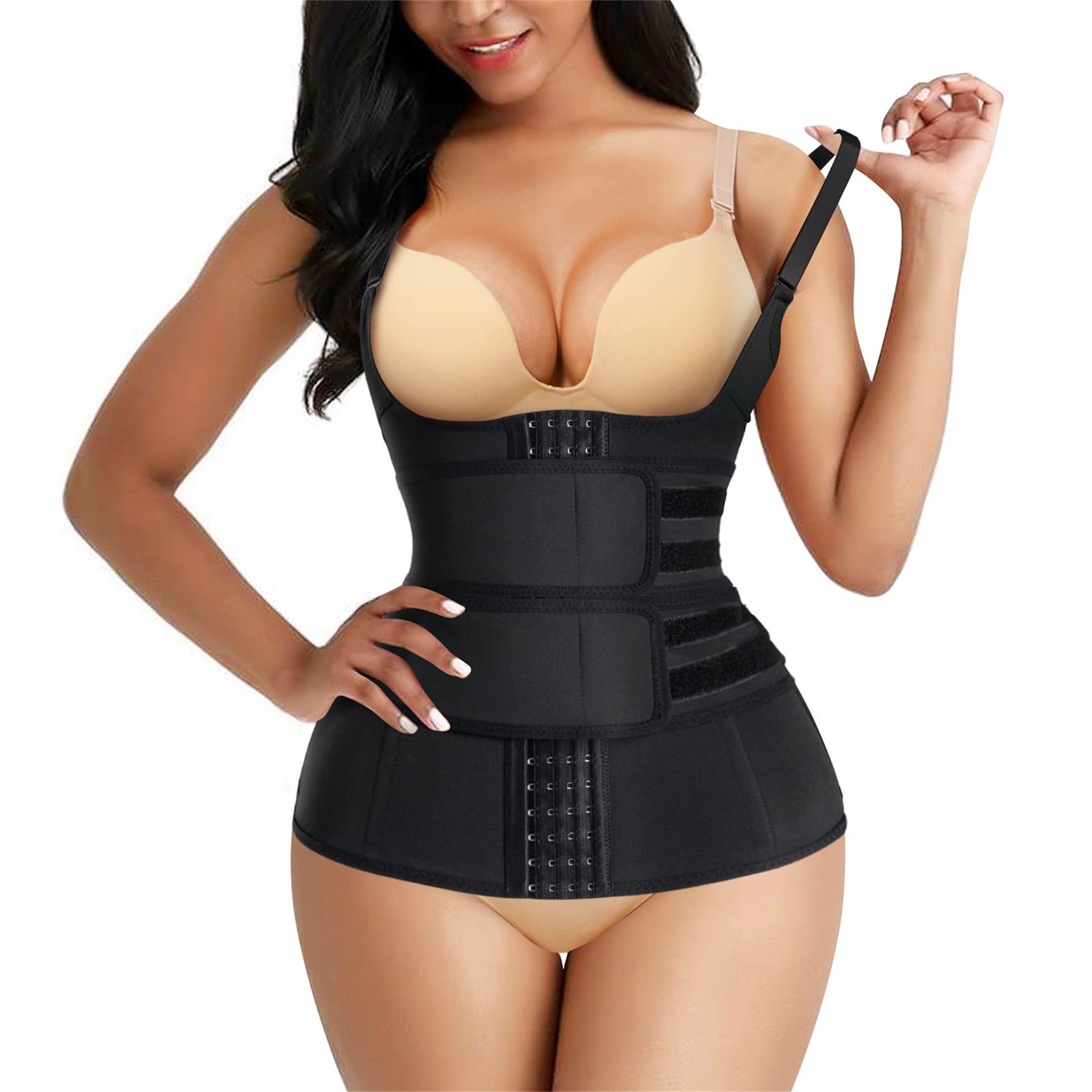 Photo 1 of Eleady Waist Trainer for Women Underbust Corset Body Shaper Cincher Sport Girdle Zipper Vest with Adjustable Belt (Black, X-Large)