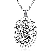 DOTBJ 925 Sterling Silver Patron Saint Medal Necklace Catholic Protection Pendant Amulet Religious Jewelry for Men Women