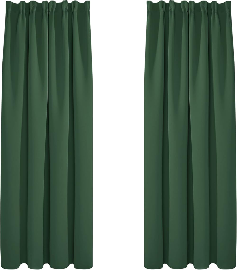 Deconovo Blackout Curtains Pencil Pleat Rod Pocket Dark Forest 2 Panels