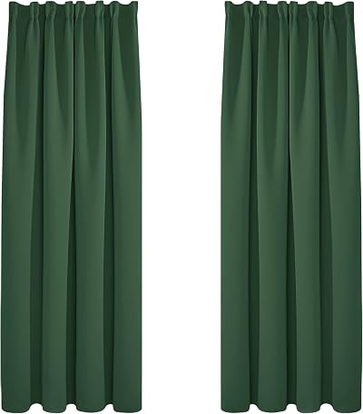 Deconovo Blackout Curtains Pencil Pleat Rod Pocket Dark Forest 2 Panels
