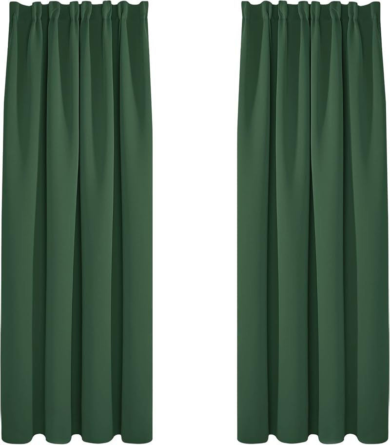 Deconovo Blackout Curtains Pencil Pleat Rod Pocket Dark Forest 2 Panels