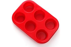 Aokinle Silicone Muffin Pan, European LFGB Silicone Cupcake Baking Pan, 6 Cup Muffin, Non-Stick Muffin Tray, Egg Muffin Pan, Food Grade Muffin Molds, BPA Free Muffin Tins Red