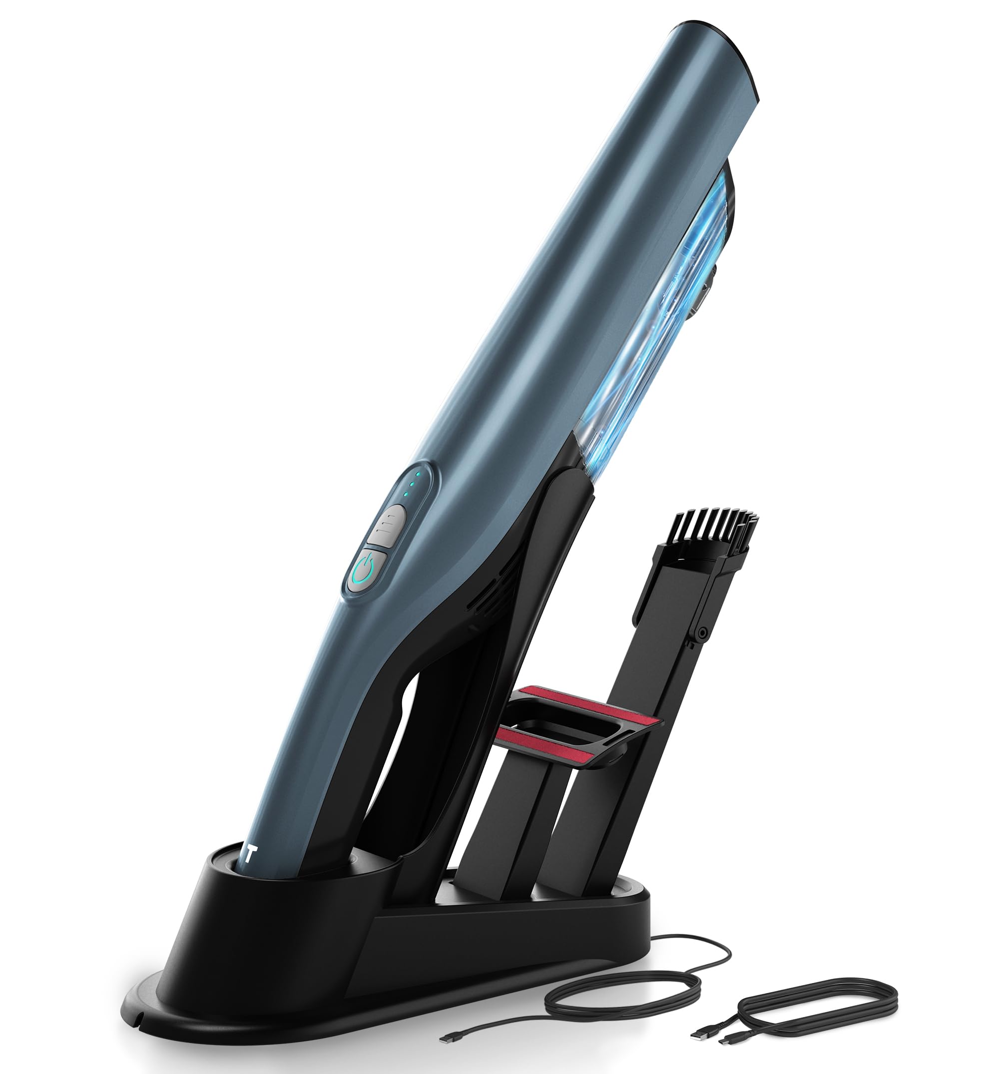 Photo 1 of **DOES NOT CHARGE/PARTS ONLY**Tranqwil Cordless Handheld Vacuum, Lightweight Portable Vacuum at 1.4lbs, Powerful Suction 2 Stage-Motor, Charge Dock, One-Touch Empty for Home & Car, Guiding Lights with Versatile Attachments (Blue)