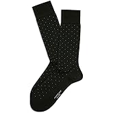 Marcoliani Milano Men's Pin Dot Over The Calf Pima Cotton Lisle Socks, Black, One Size Fits Most