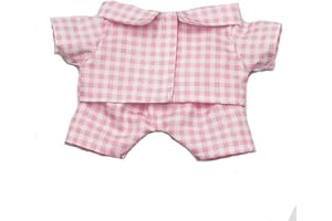 SSBEAUTY M 20cm Plush Doll Clothes Plushie Clothes Plaid Shirt Pajamas for 7.8 inches Doll Clothing (Pink)