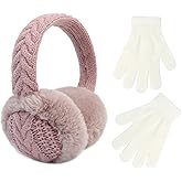 POXIMI Baby Warm Earmuffs Kid Magic Gloves Girl Soft Plush Ear Muffs Toddler Knit Mittens for Boy Winter Ear Warmer Set