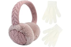 POXIMI Baby Warm Earmuffs Kid Magic Gloves Girl Soft Plush Ear Muffs Toddler Knit Mittens for Boy Winter Ear Warmer Set