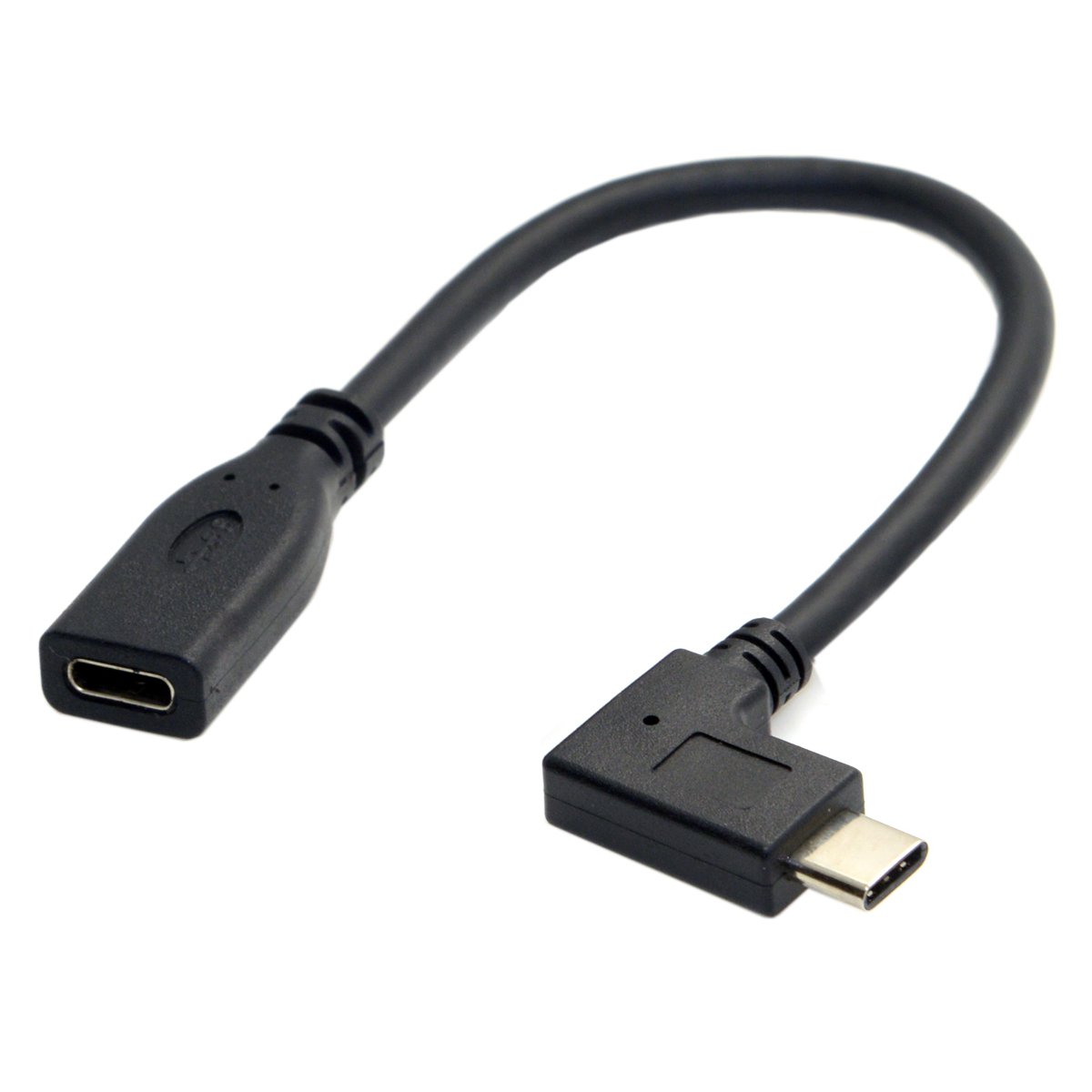 Cablecc 90 Degree Right Angle USB-C USB 3.1 Type C Male to Female Extension Data Cable for Tablet 20cm