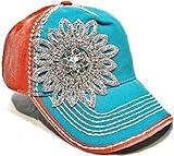 Olive & Pique Large Rhinestone Flower Bling Two-Tone Ball Cap
