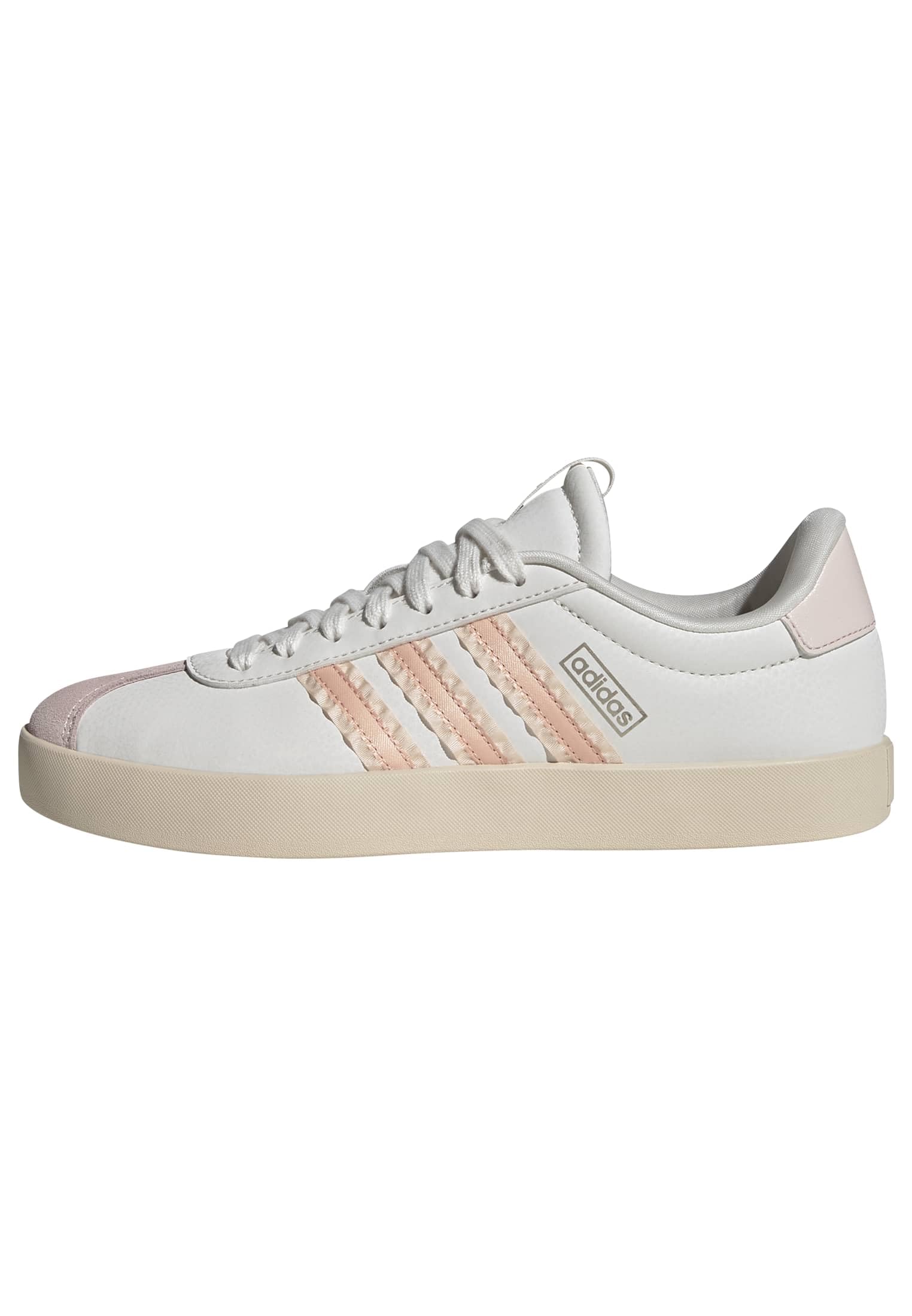 Adidas Women's Vl Court 3.0, White/Blush Pink/Cyber Metallic, 8 Image