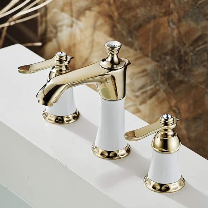 TNR® Grifos de lavabo Grifería de lavabo doble de latón dorado Grifo de